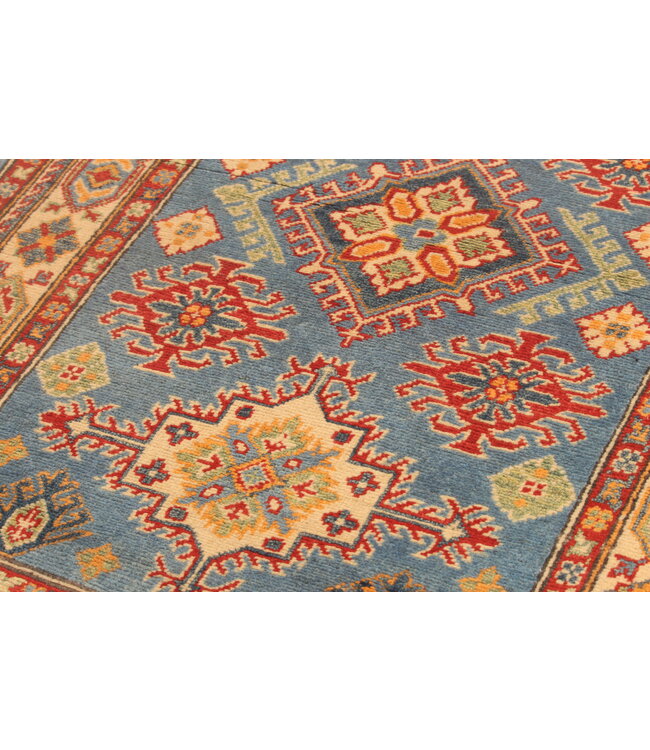 147x100cm Handgeknoopte Kazak Afghan Tapijt – Wol & Ambachtelijk