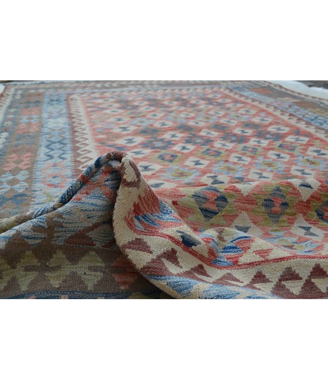 Handgemaakt Oosters Kelim Wol Vloerkleed 311x195 cm
