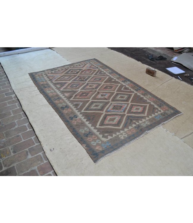 Hand Woven Afghan Wool Kilim Area Rug 241x152 cm