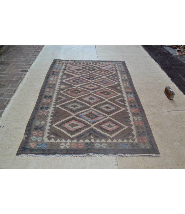 Handgemaakt Oosters Kelim Wol Vloerkleed 241x152 cm