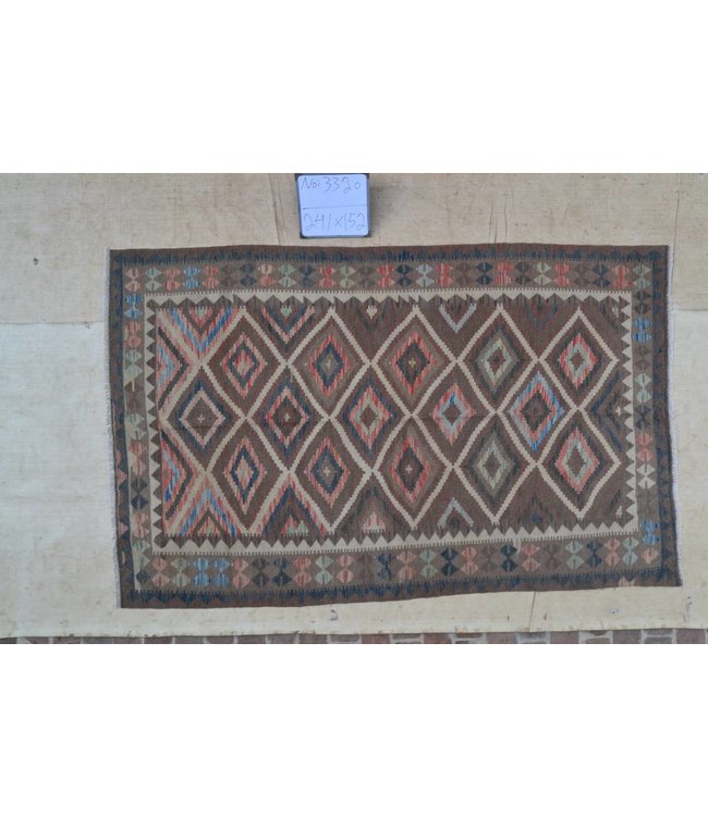 Hand Woven Afghan Wool Kilim Area Rug 241x152 cm