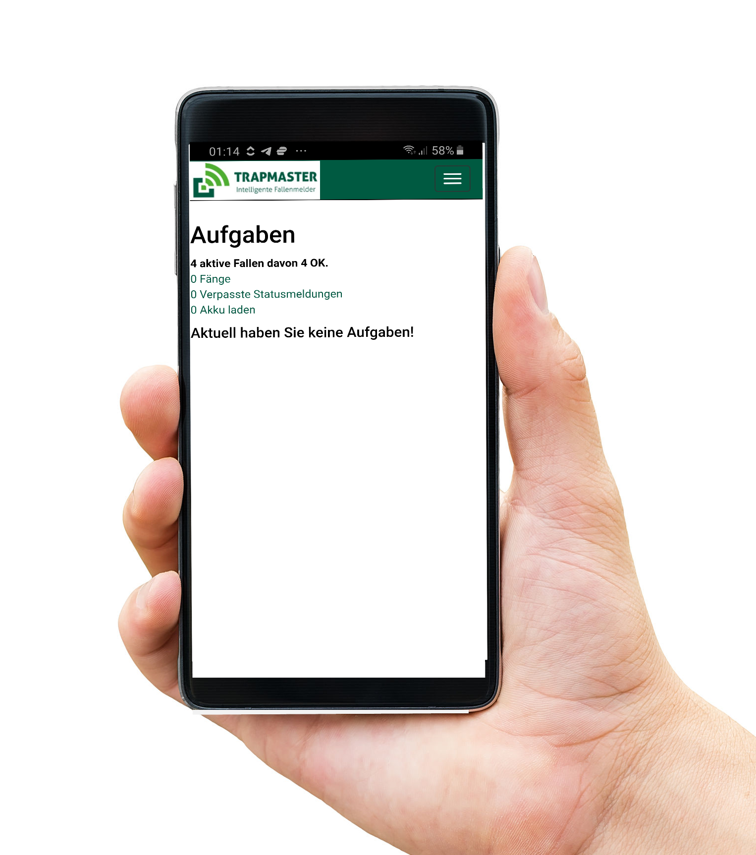 Online Verwaltung von Fallenmelder und Fallen TRAPMASTER App 