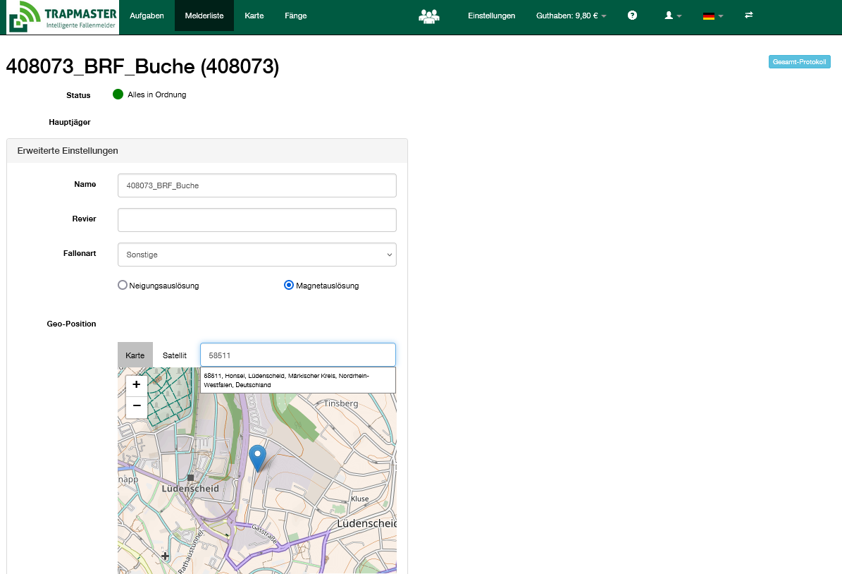 Geo-Position einstellen