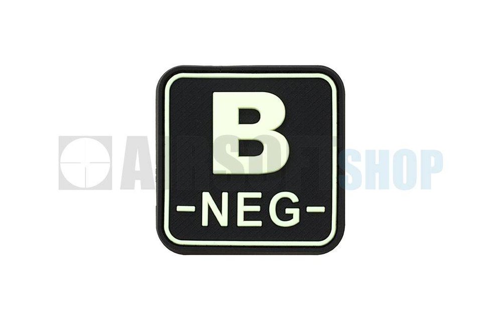Bloodtype Square PVC Patch B NEG (Glow In The Dark)