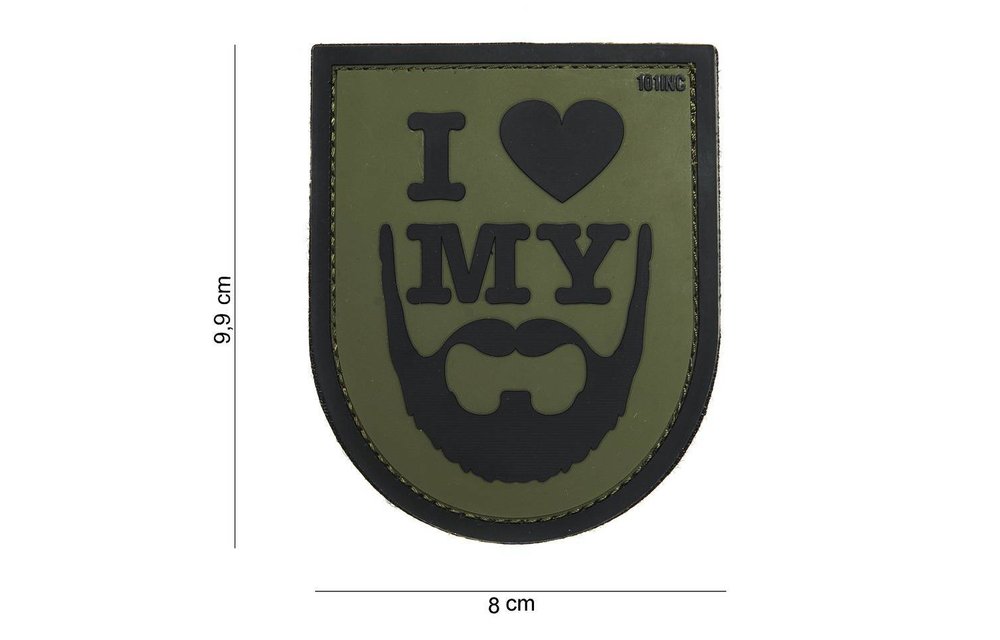 I Love My Beard PVC Patch (Olive Drab)