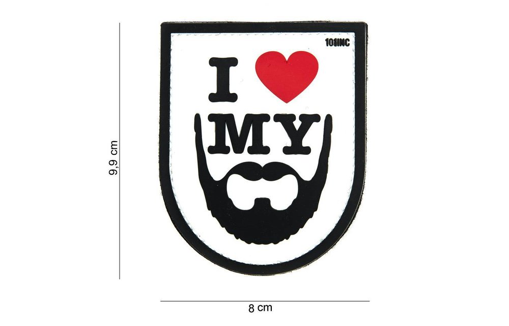 I Love My Beard PVC Patch (White)