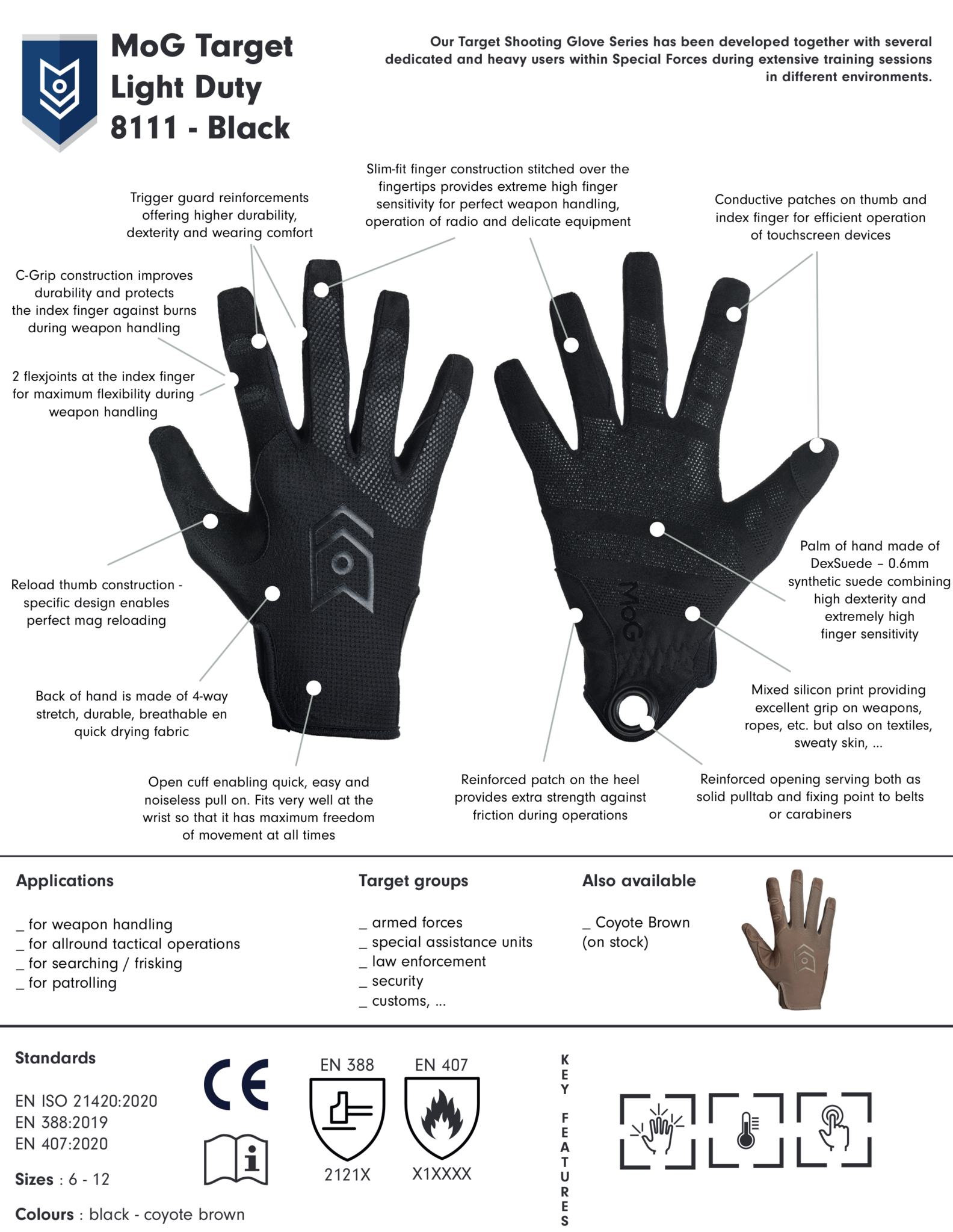 MoG Target Light Duty Gloves (Coyote) Europe