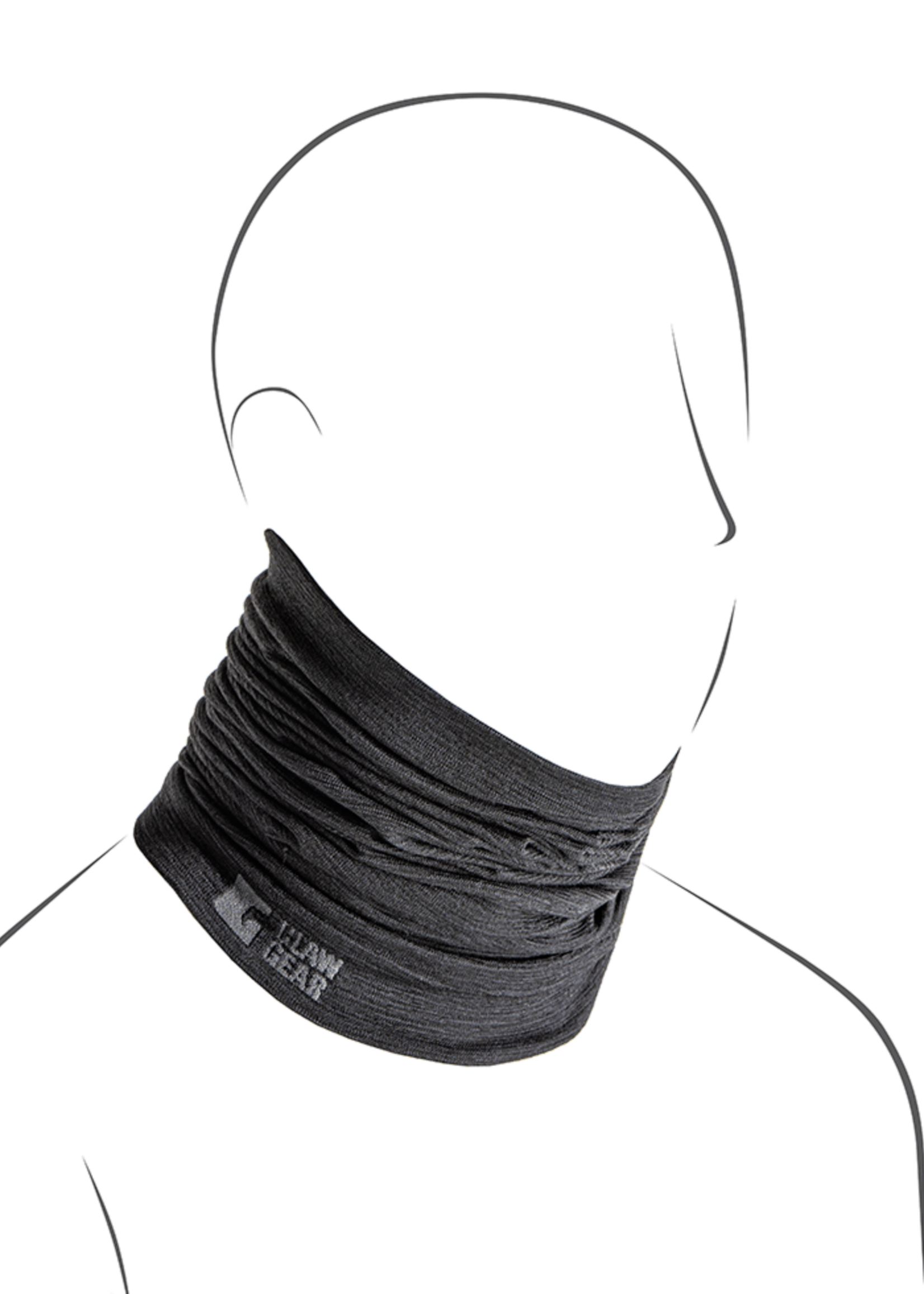 Claw Gear Merino Seamless Neck Gaiter Long (Black)