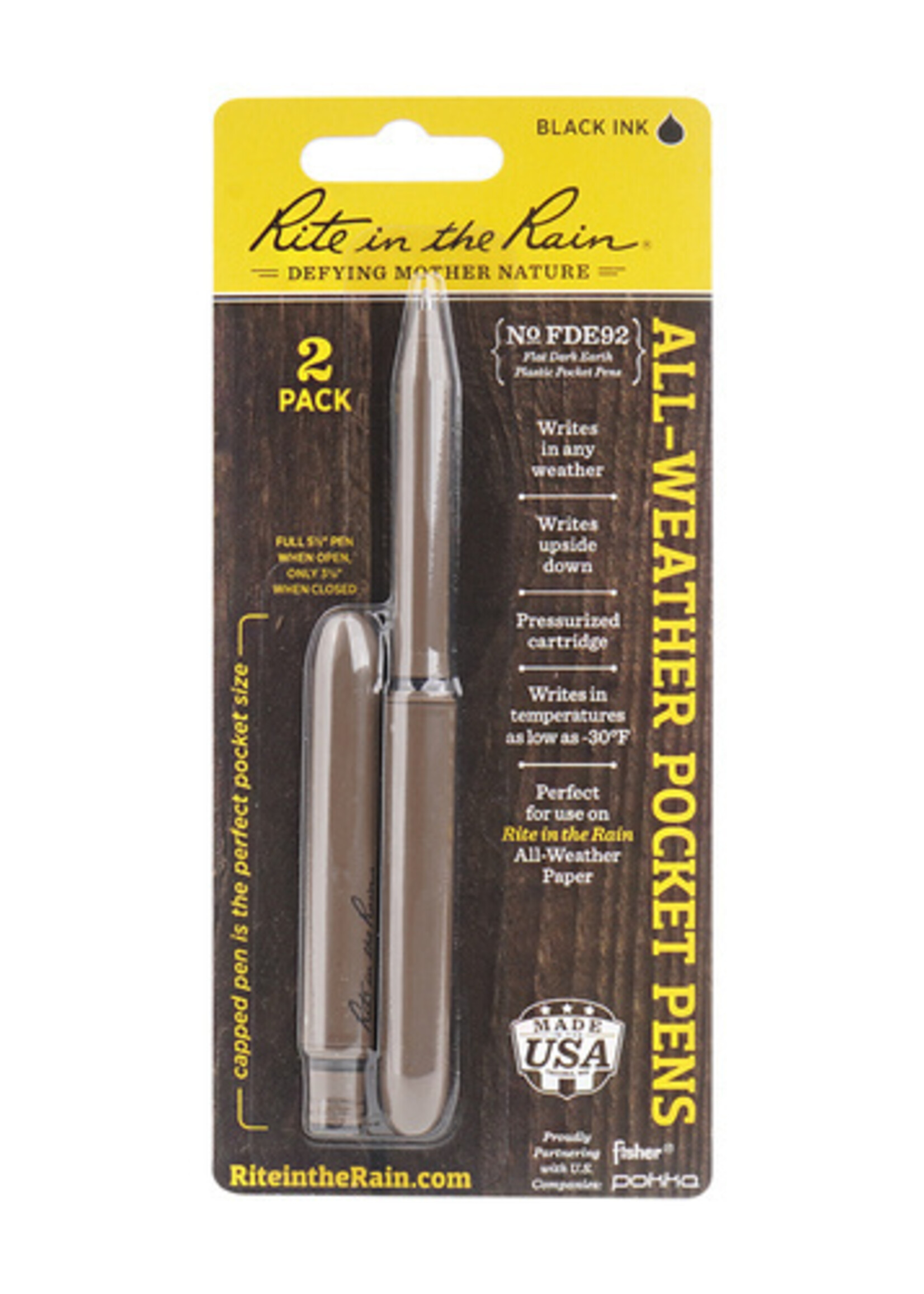 Rite In The Rain All-Weather Pocket Pen 2pcs FDE92