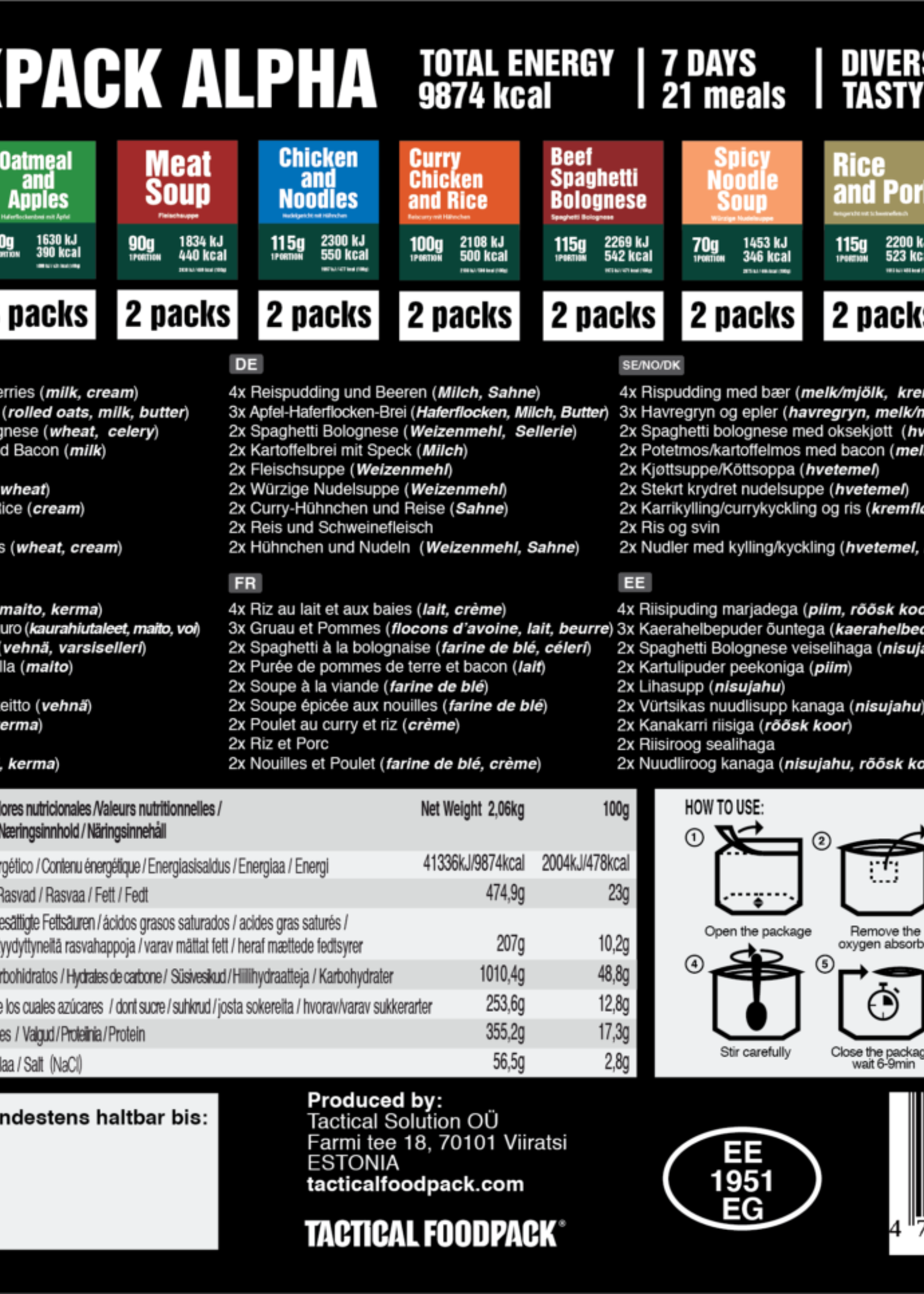 Tactical Foodpack Weekpack Alpha 2080g
