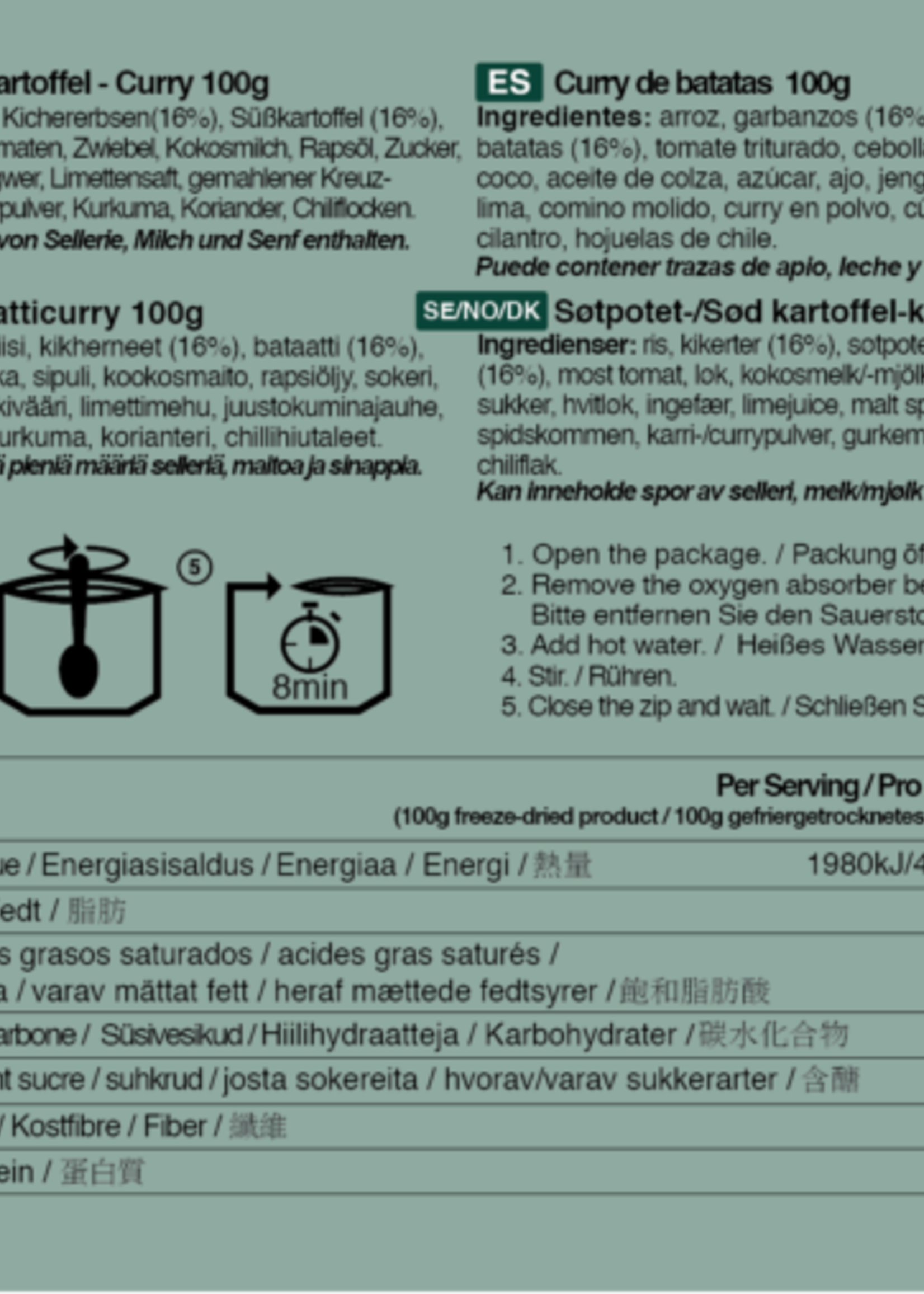 Tactical Foodpack Sweet Potato Curry 100g