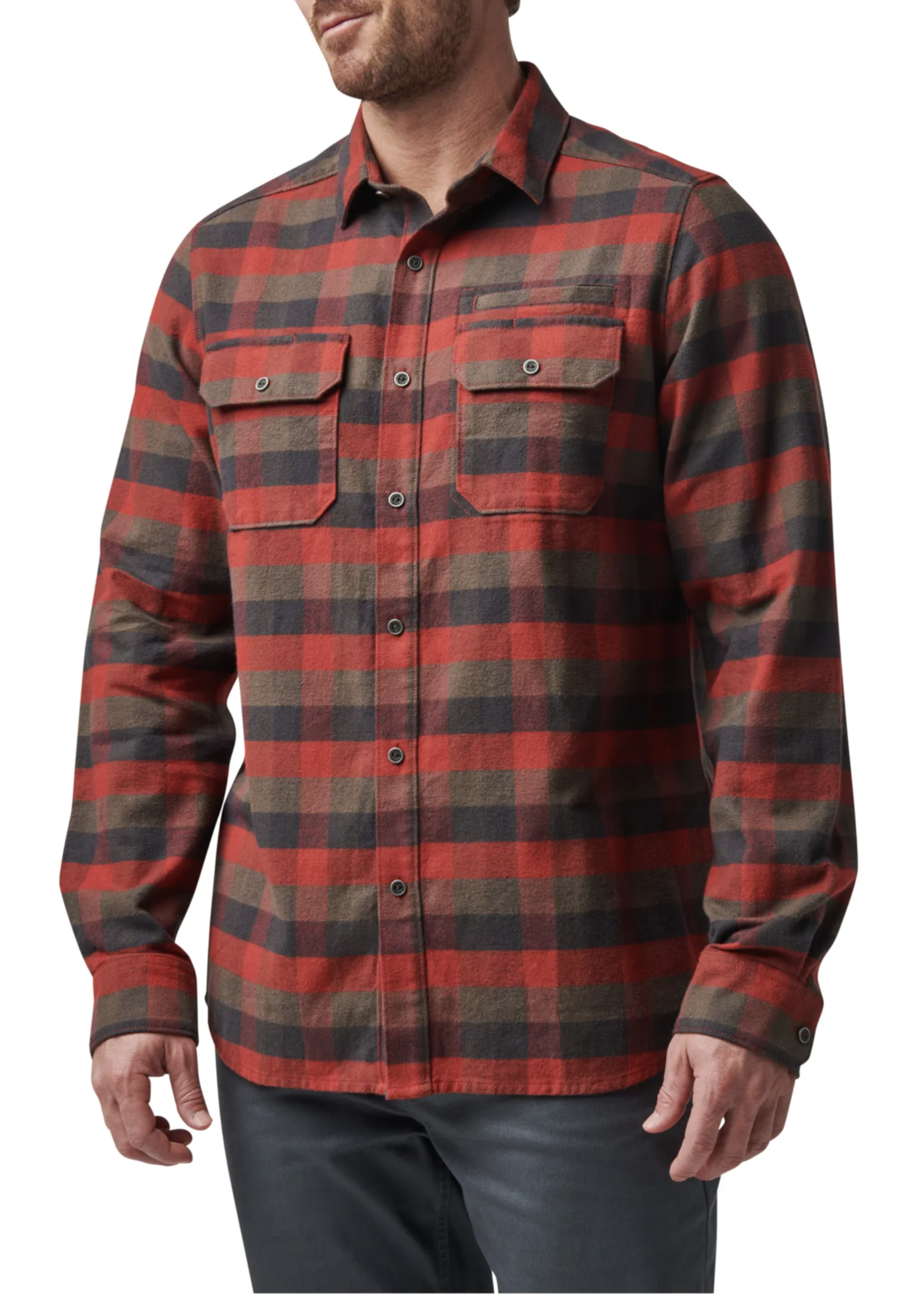 5.11 Tactical Lester Long Sleeve Shirt (Red Bourbon Plaid)