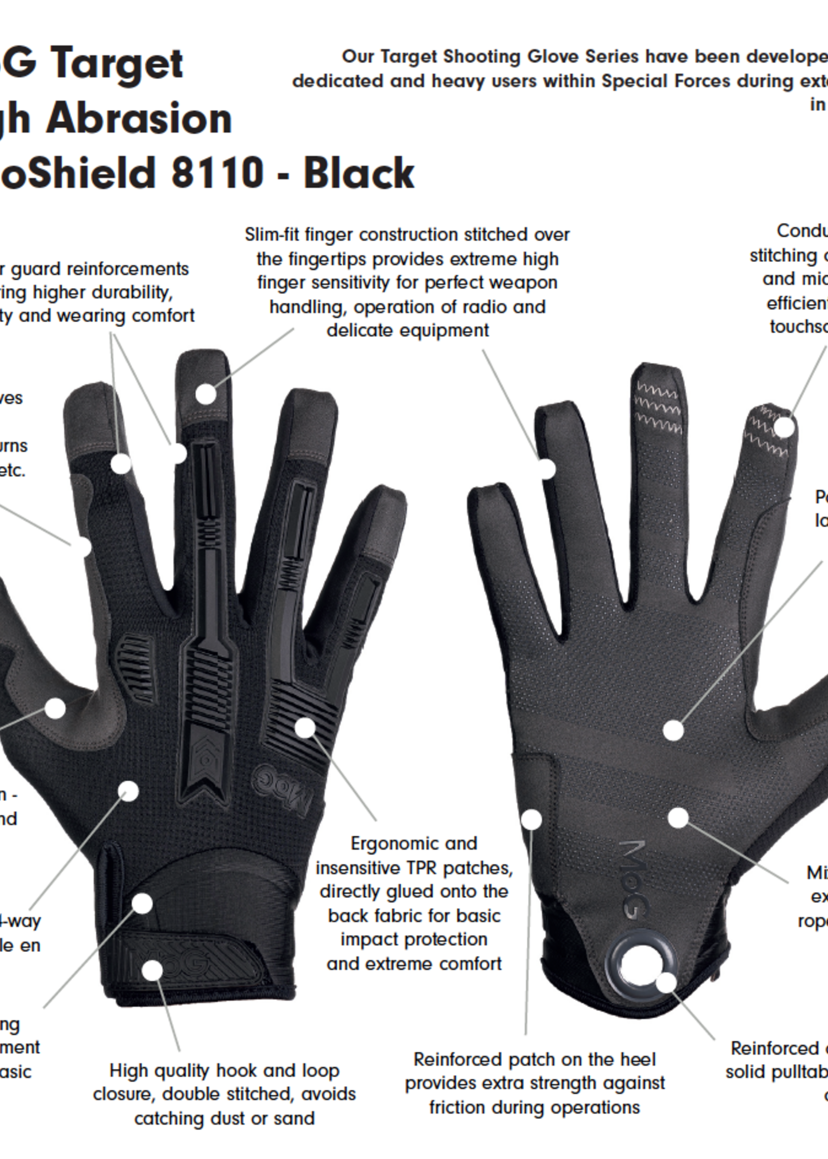 MoG Target 8110 High Abrasion ErgoShield Gloves  (Black)