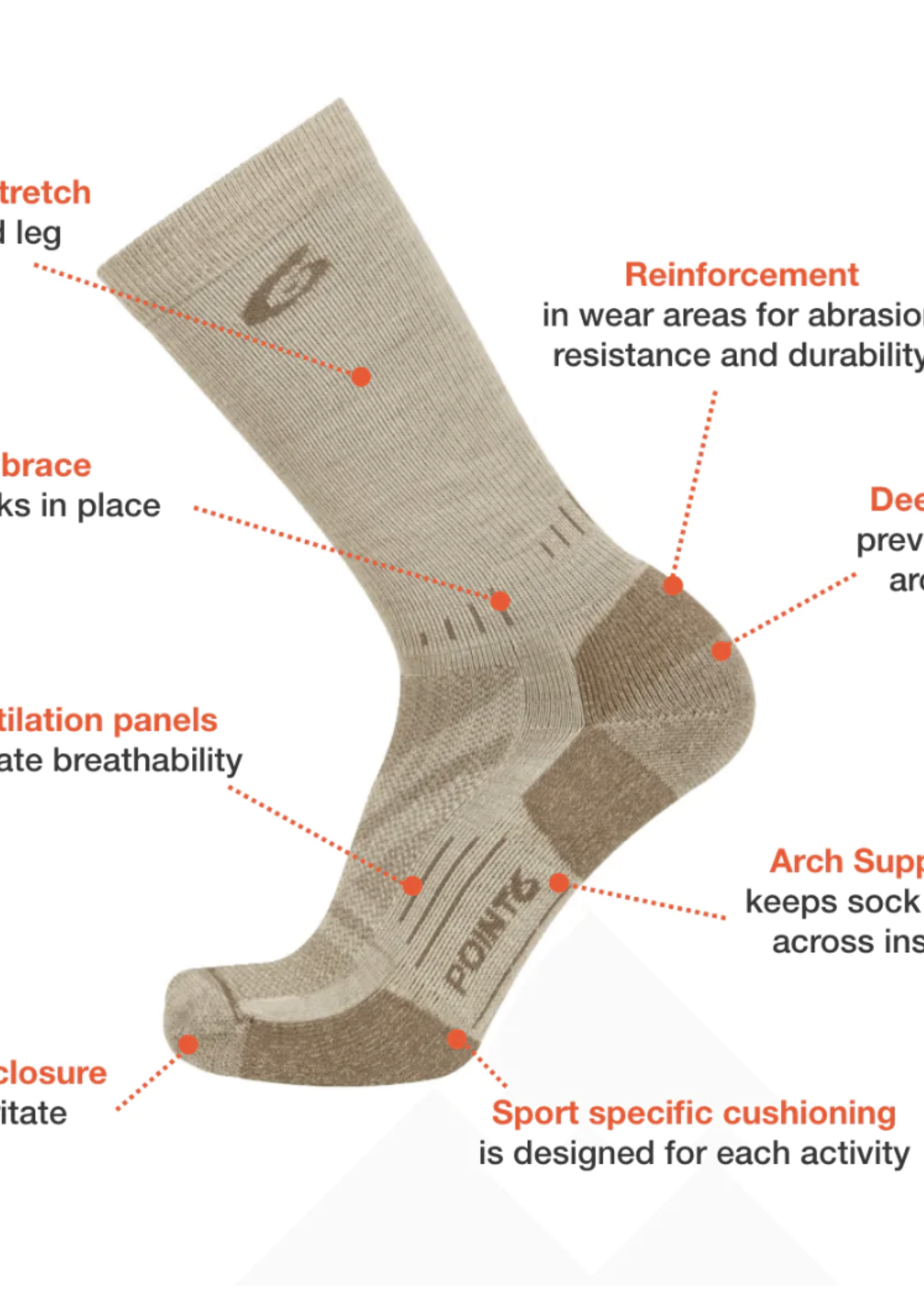 Point6 Classic Medium Cushion Crew (Grey)