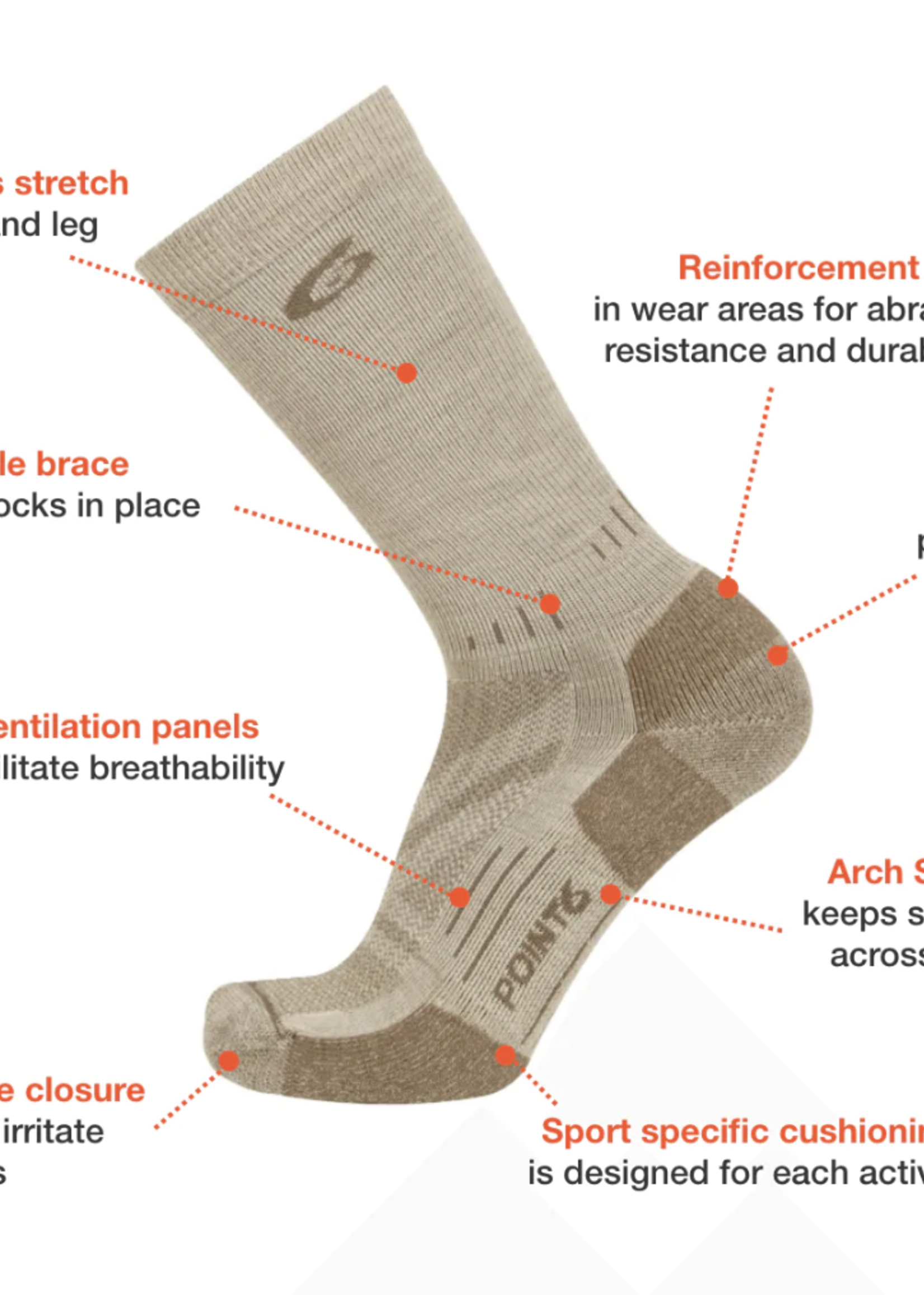 Point6 Classic Light Cushion Crew (Grey)