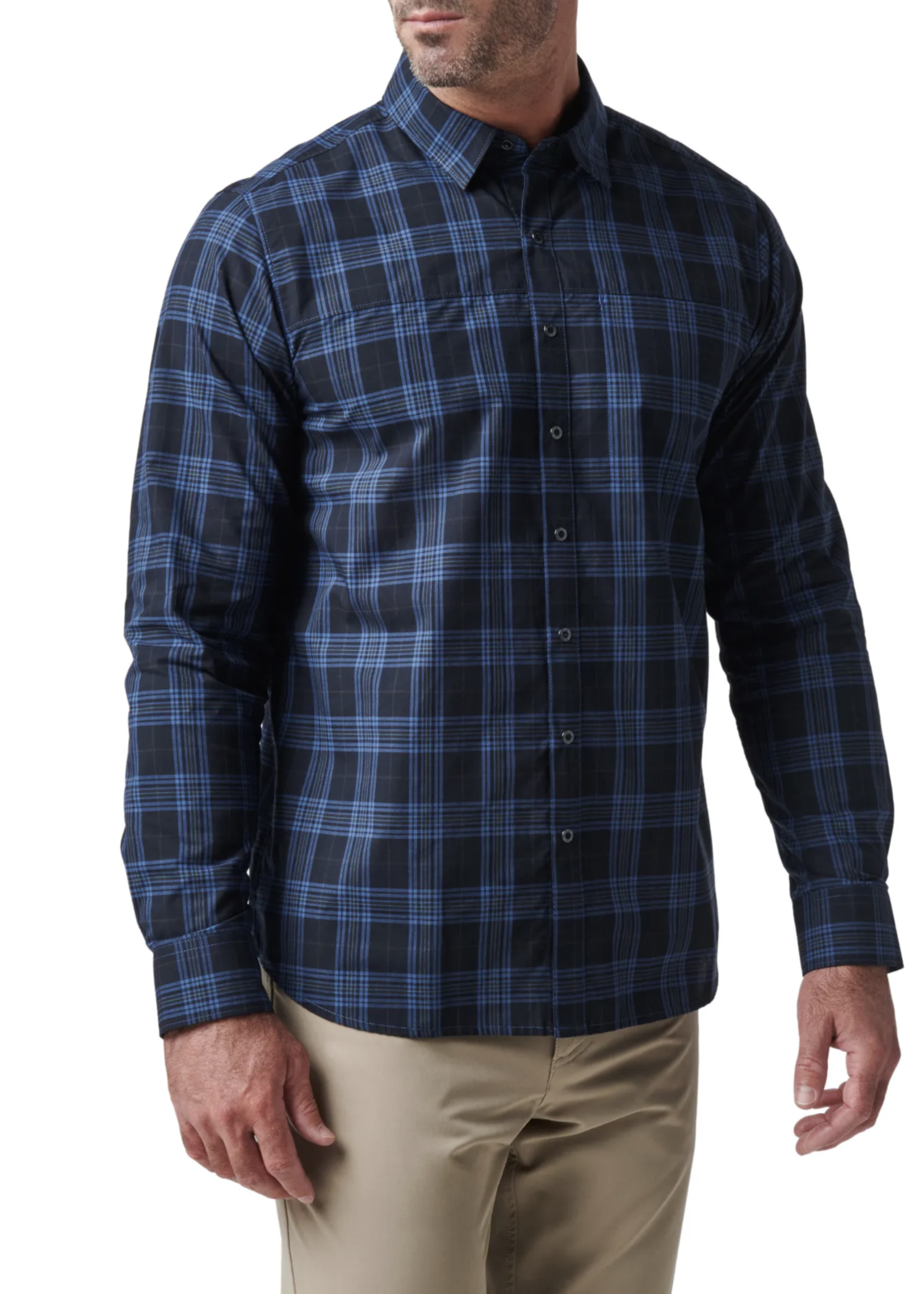 5.11 Tactical Igor Plaid Long Sleeve Shirt (Cobalt Blue Plaid)