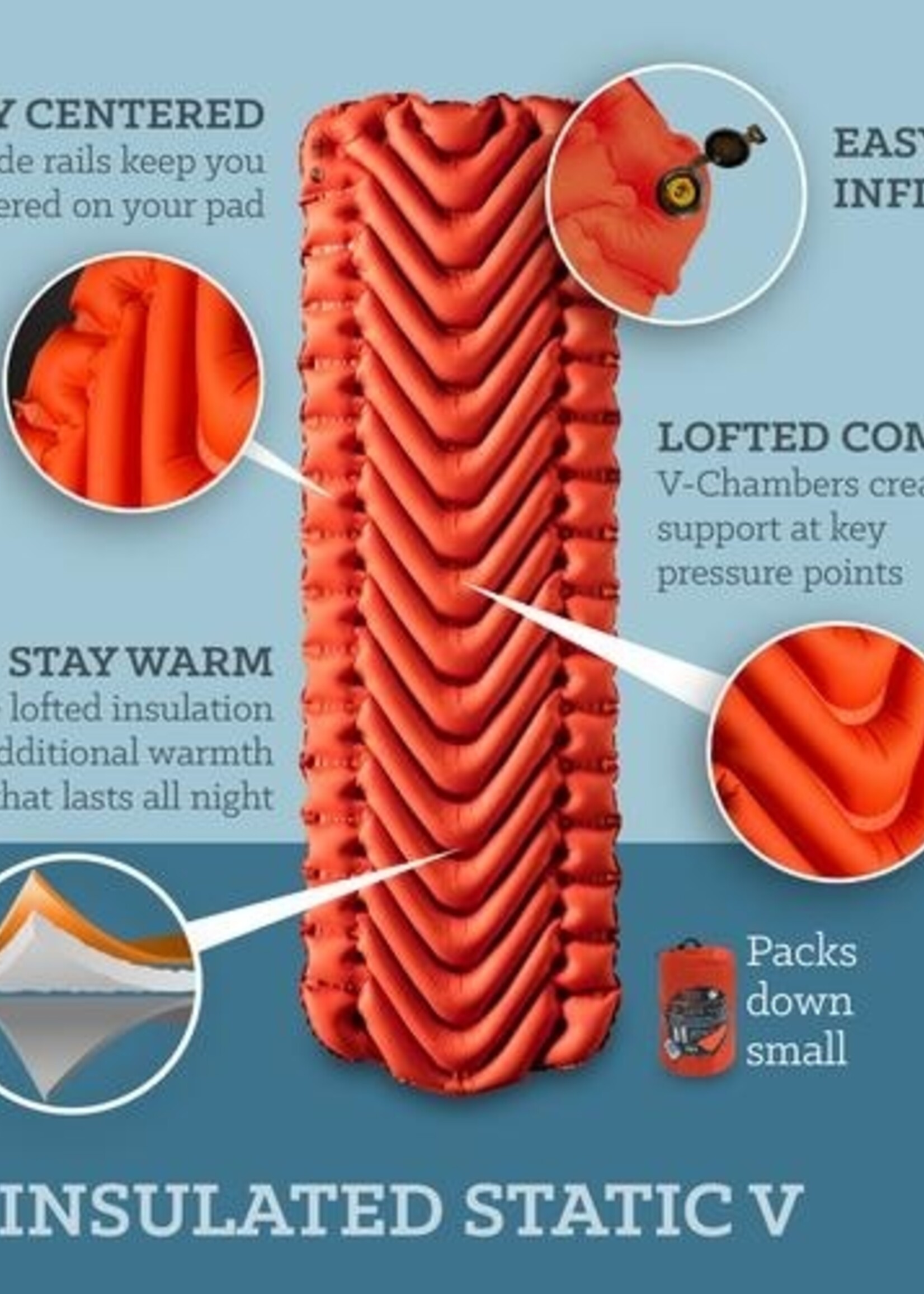 Klymit Insulated Static V Sleeping Mat  (Orange)