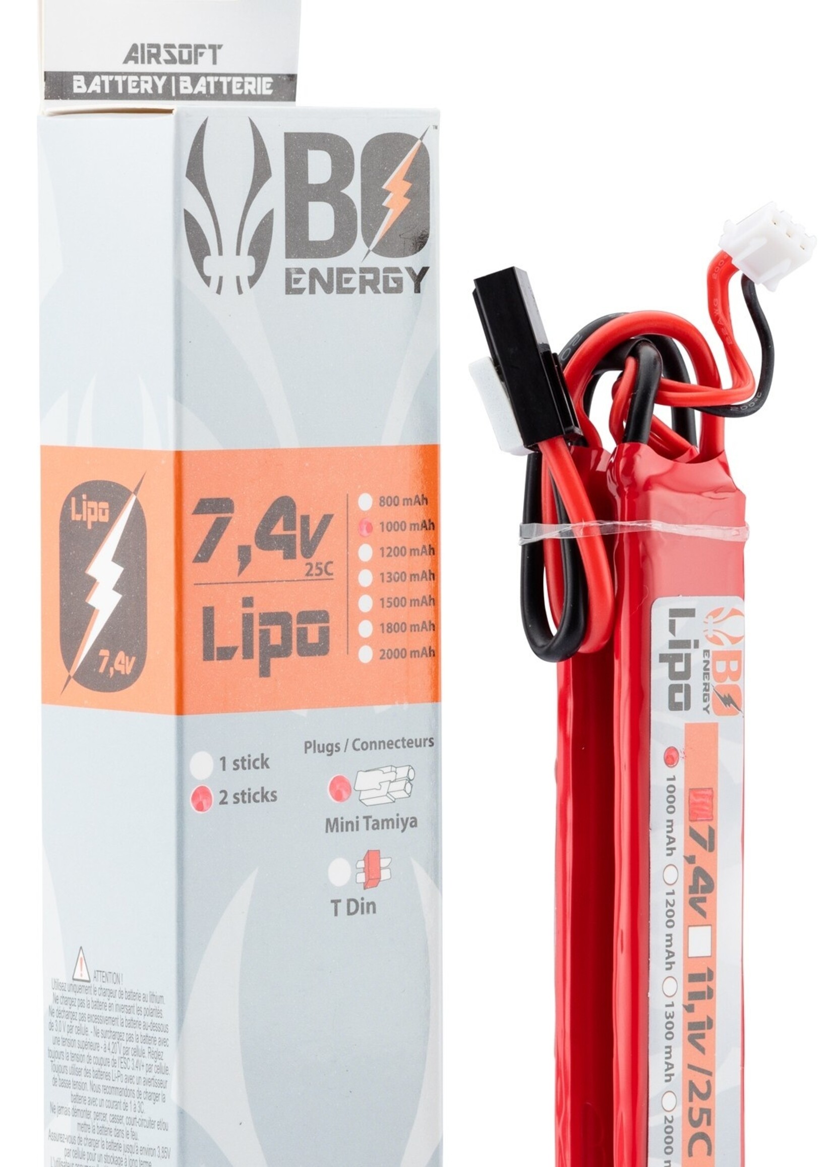 BO Manufacture LiPo 7.4V 1000mAh 25C Twin Type (Tamiya)
