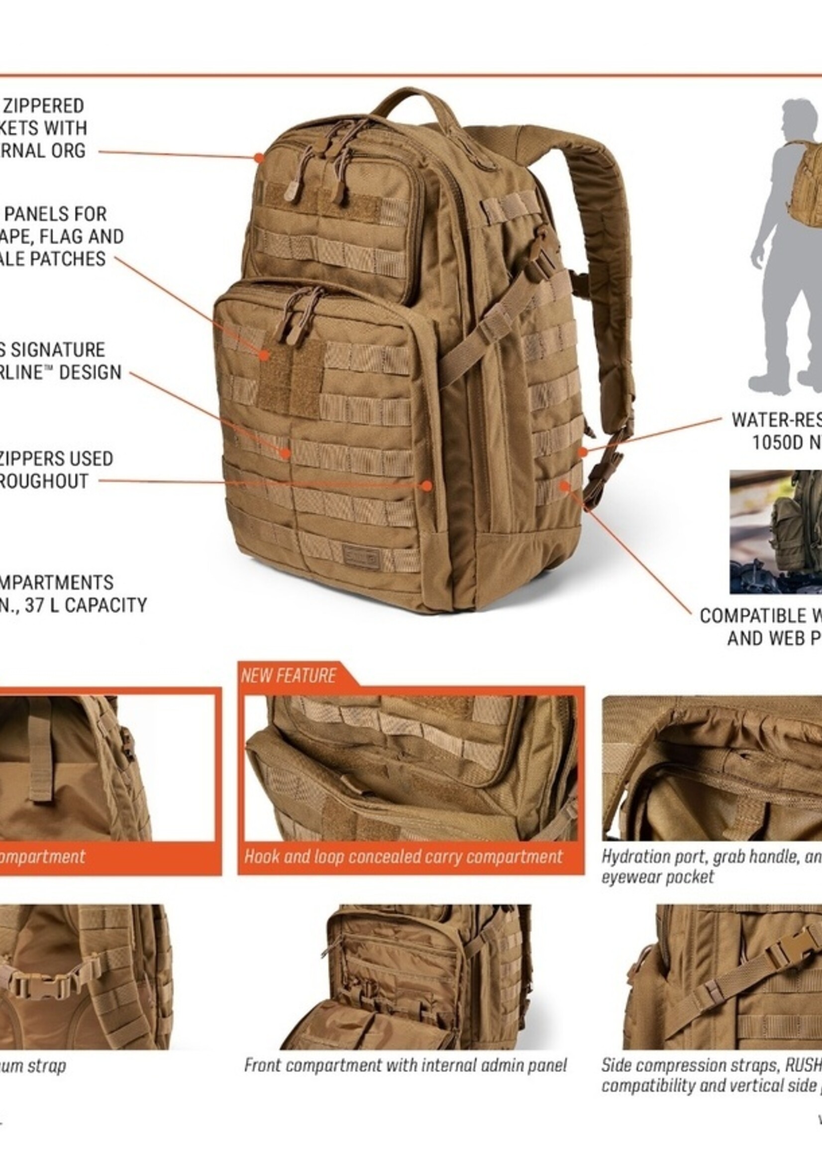 5.11 Tactical RUSH 24 2.0 Backpack 37L (Kangaroo)