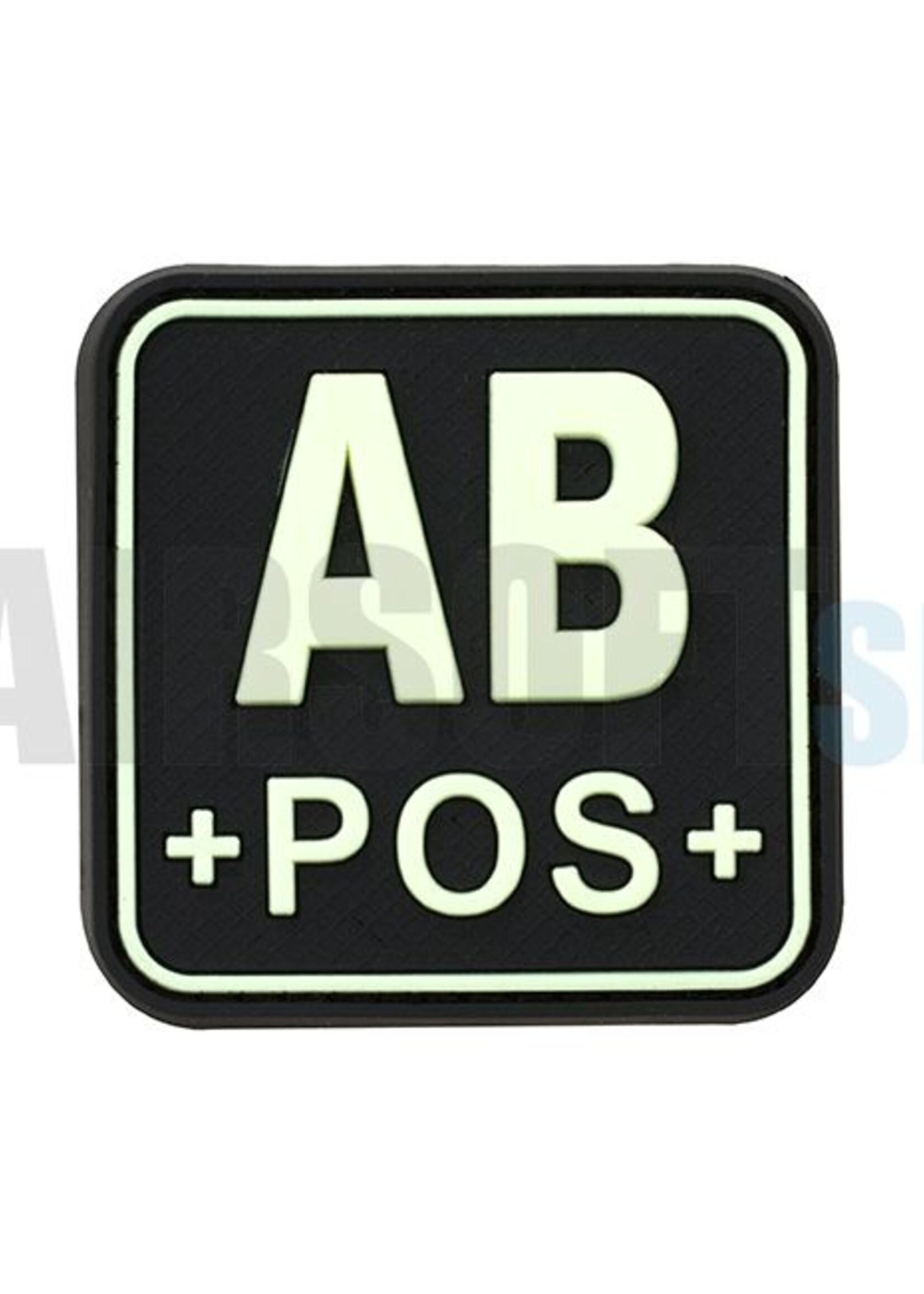 JTG Bloodtype Square PVC Patch AB POS (Glow In The Dark)