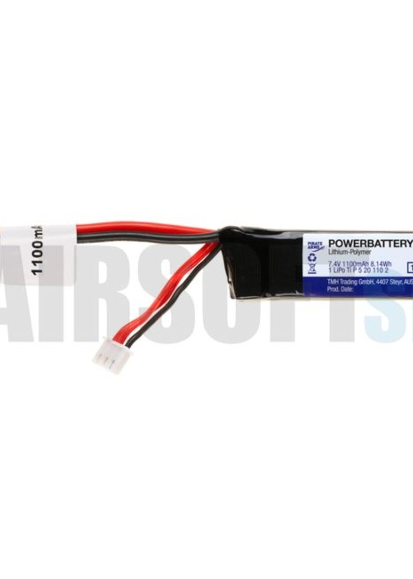 Pirate Arms LiPo 7.4V 1100mAh 15C Stick Type (Deans)