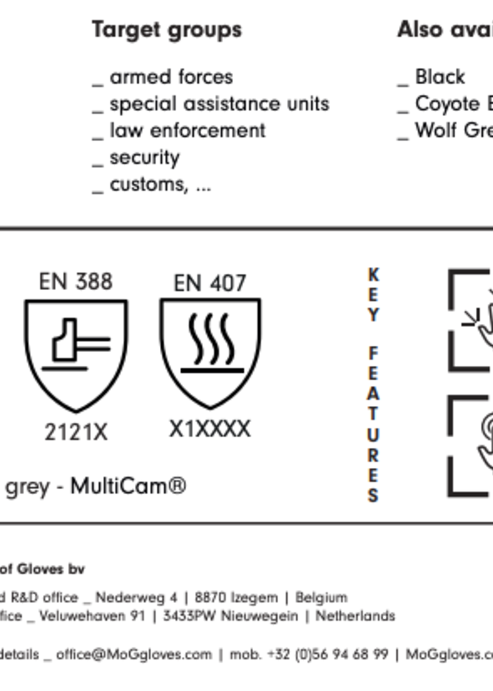 MoG (Masters of Gloves) Target 8111M Light Duty Gloves (Multicam)