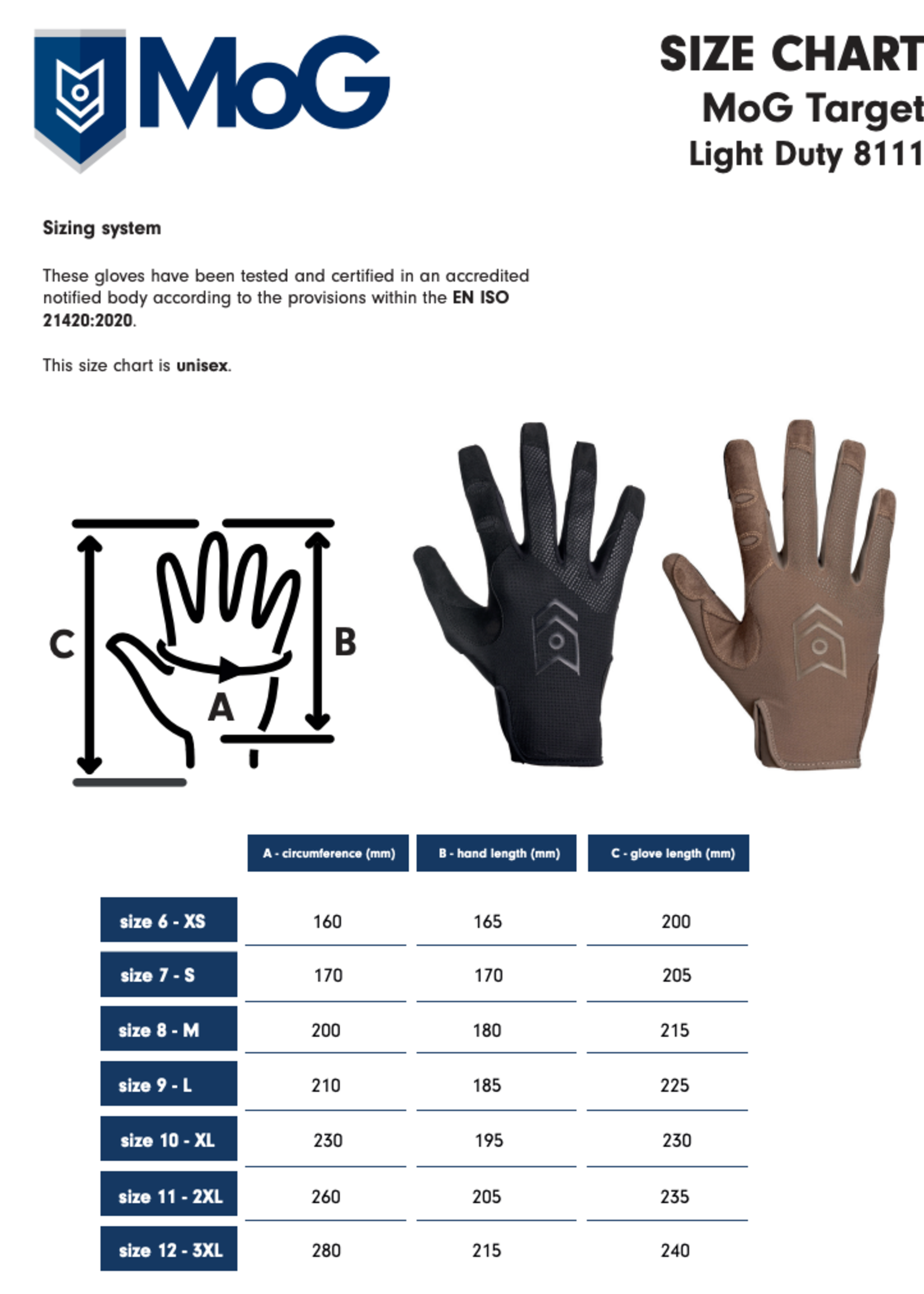 MoG (Masters of Gloves) Target 8111M Light Duty Gloves (Multicam)