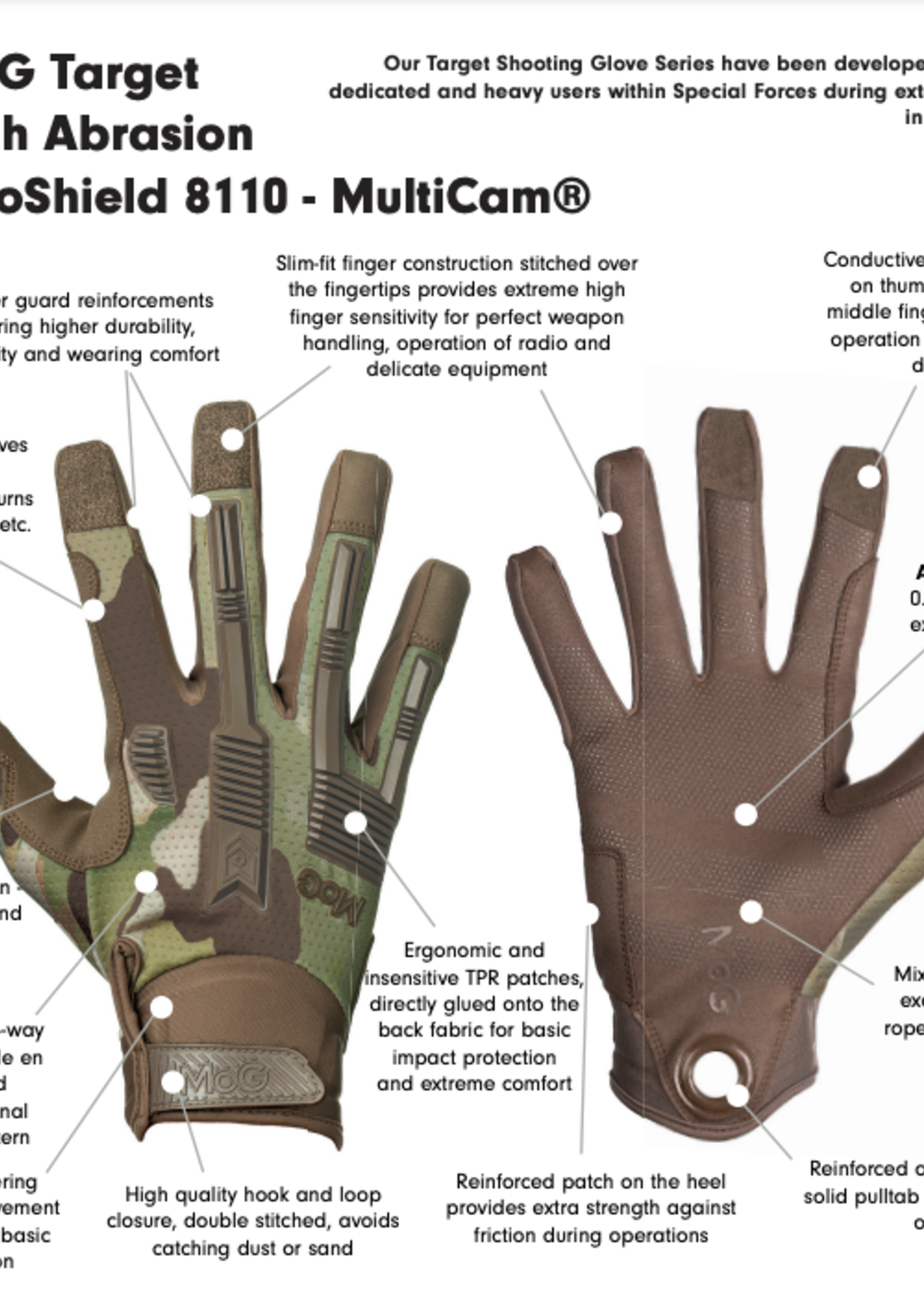 MoG (Masters of Gloves) Target 8110M Impact High Abrasion Gloves (Multicam)
