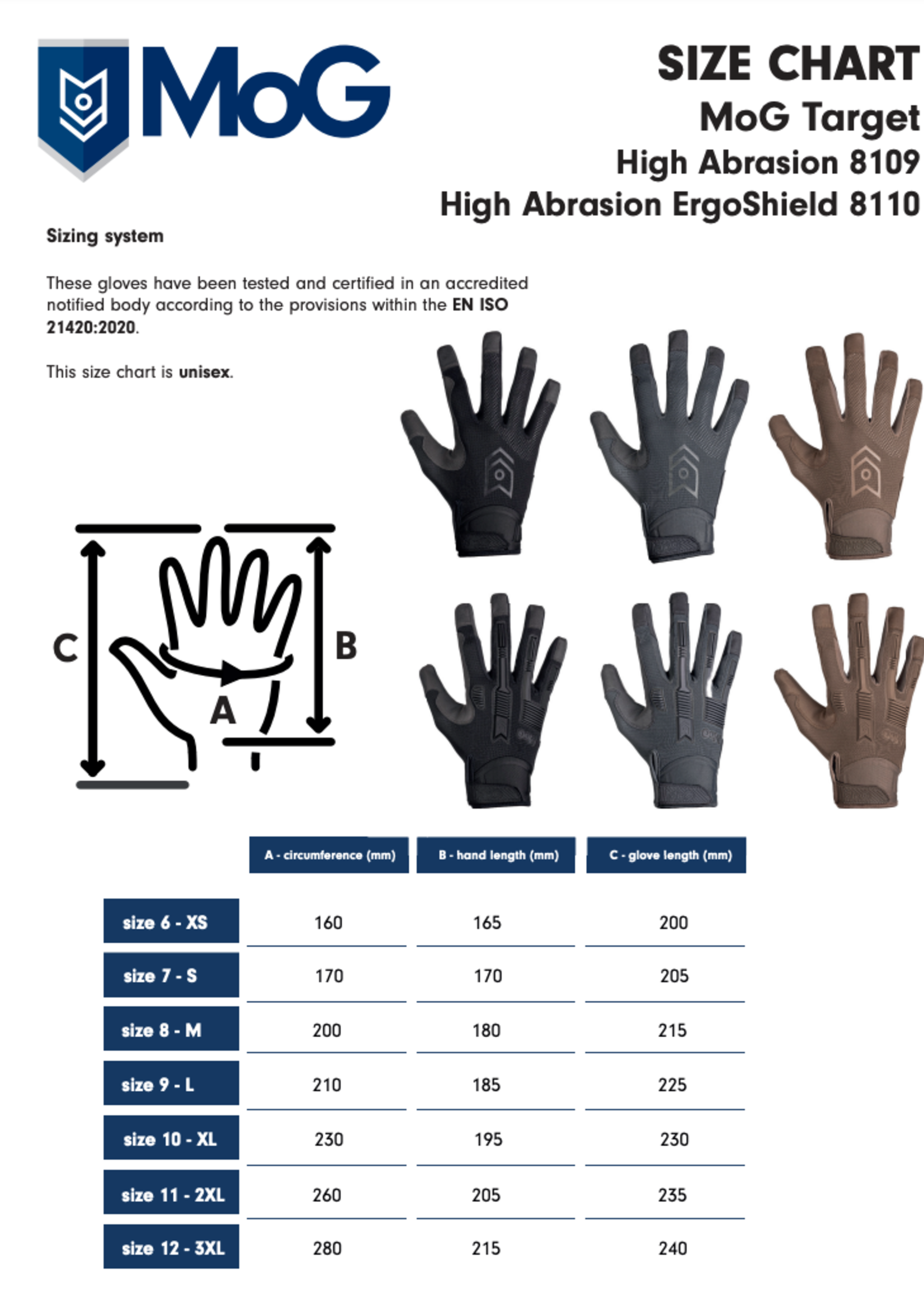 MoG (Masters of Gloves) Target 8109M High Abrasion Gloves (Multicam)