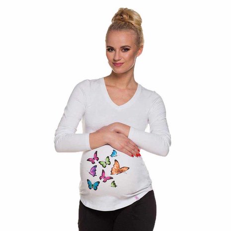 My Tummy Zwangerschapsshirt Longsleeve Lange Mouw Butterflies