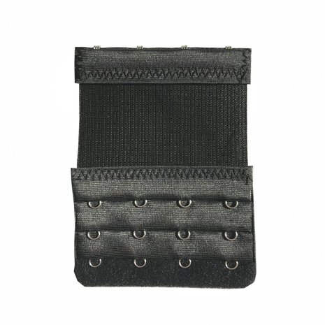 MooiEnZwanger Beha Verlengstuk / Verlenger 4 Haaks Zwart  met extra lang  Elastiek (per stuk)