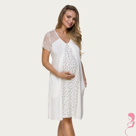 Lupoline Zwangerschapsjurk / Voedingsjurk Ellis wit
