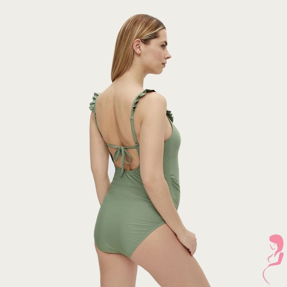 Mamalicious ZwangerschapsBadpak / PositieBadpak Anemone Ruffle Groen