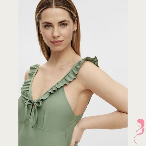 Mamalicious ZwangerschapsBadpak / PositieBadpak Anemone Ruffle Groen