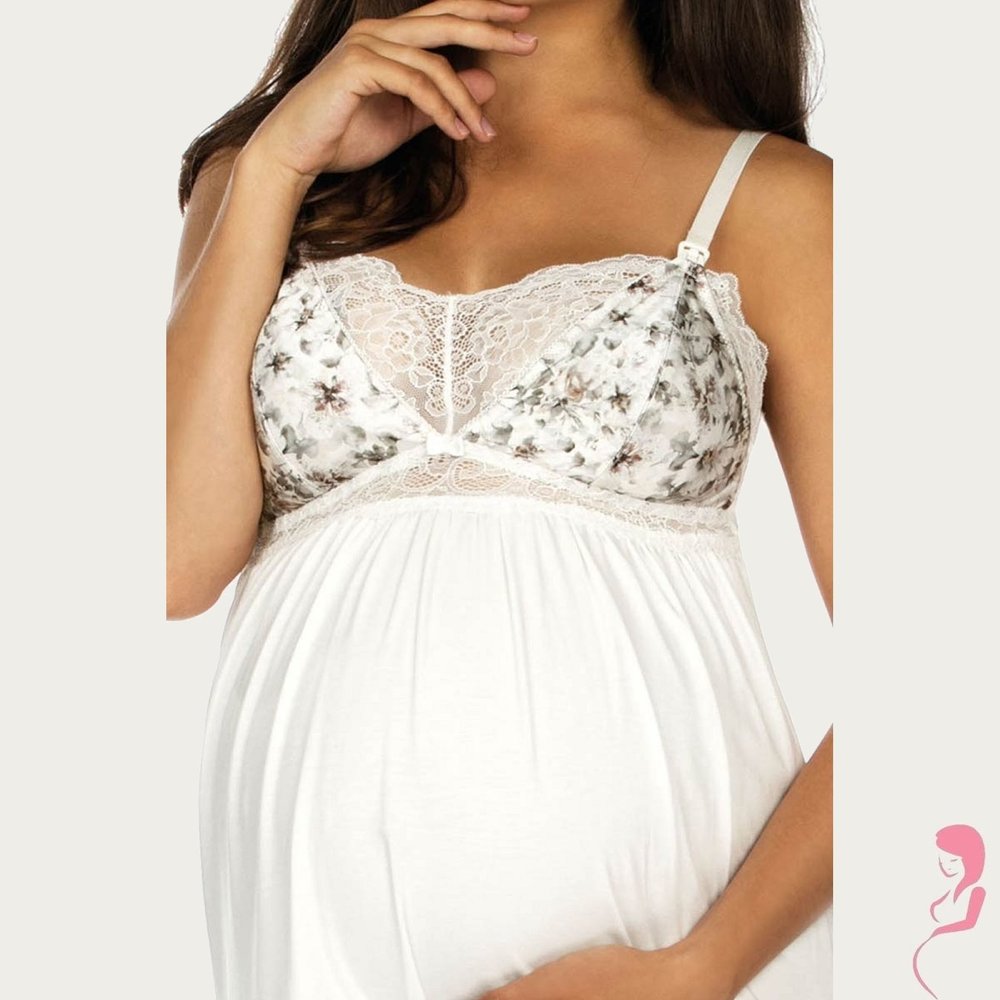 Lupoline Zwangerschapsjurk / Voedingsjurk  Flower White