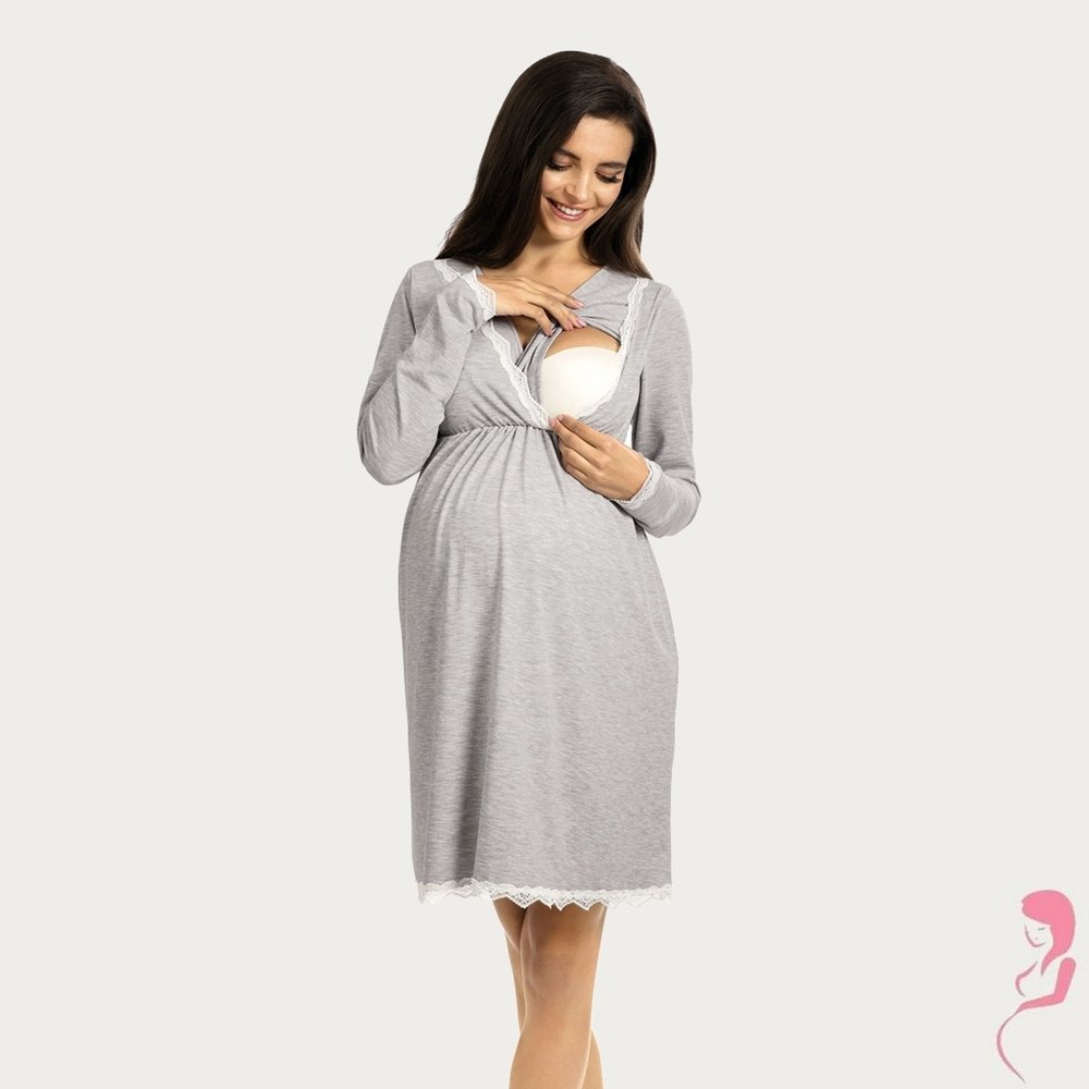 Lupoline Zwangerschapsjurk / Voedingsjurk Grey lange mouw Lupoline Zwangerschapsjurk / Voedingsjurk Grey lange mouw