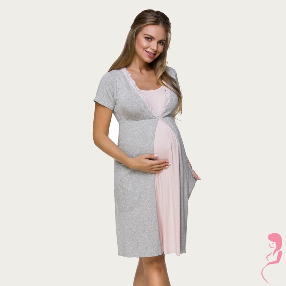 Lupoline Zwangerschapsjurk / Voedingsjurk Pretty Grey met mouwtje Lupoline Zwangerschapsjurk / Voedingsjurk Pretty Grey met mouwtje