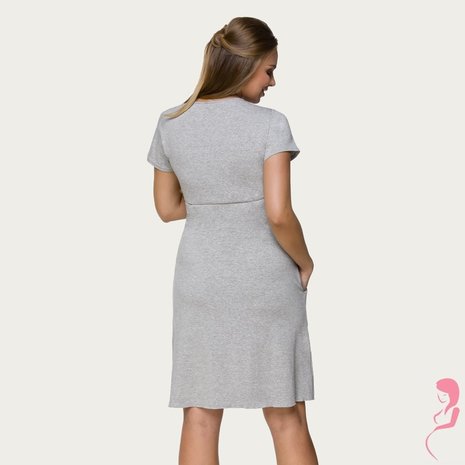 Lupoline Zwangerschapsjurk / Voedingsjurk Pretty Grey met mouwtje Lupoline Zwangerschapsjurk / Voedingsjurk Pretty Grey met mouwtje