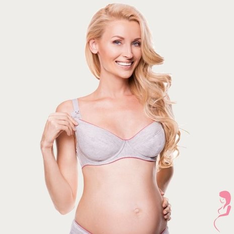 BB (Benefit) Sport Zwangerschapsbh / Voedingsbh Mama Active Grijs / Roze