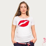 Op en Top Zwangerschapsshirt Big Kiss Wit