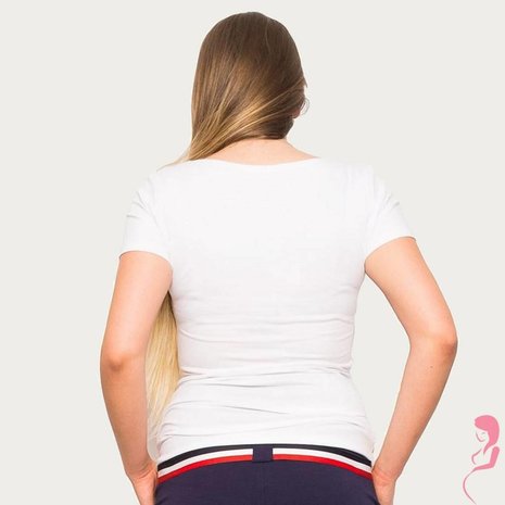 Op en Top Zwangerschapsshirt Positieshirt Big Kiss Wit