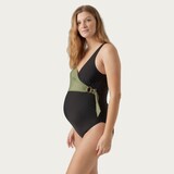 Mamalicious ZwangerschapsBadpak Belted  Zwart Groen