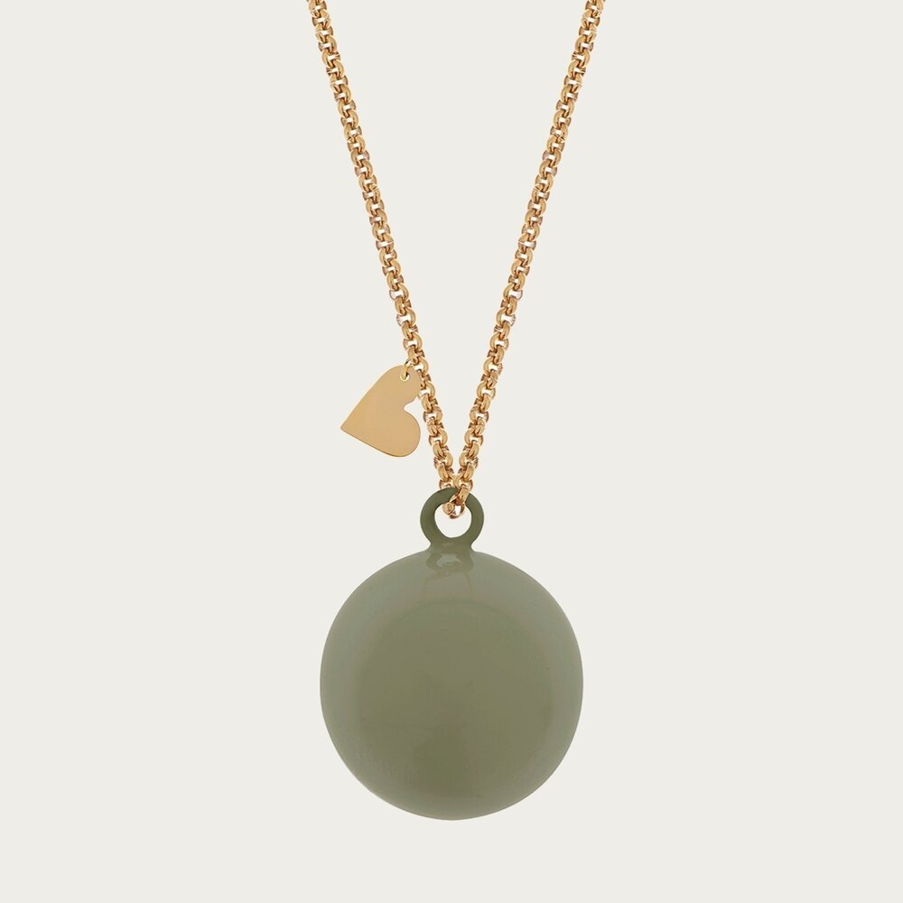 Proud MaMa Zwangerschapsketting Babybel Feline groen/taupe goud kleurige ketting Proud MaMa Zwangerschapsketting Babybel Feline groen/taupe goud kleurige ketting