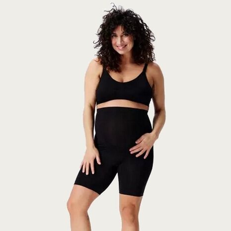 Noppies Niru Naadloze Sensil Zwangerschapsshort Hoog Lange Pijp  Black