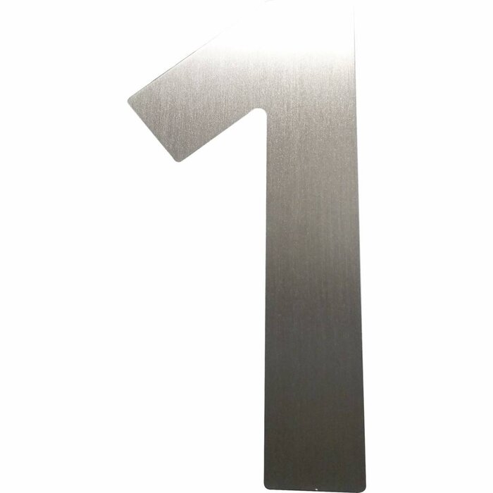 Schösswender Hausnummer 1 - Höhe 120 mm, mit 2 Gewindenocken M5, Edelstahl