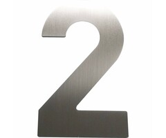 Schösswender Hausnummer 2 - Höhe 120 mm, mit 2 Gewindenocken M5, Edelstahl