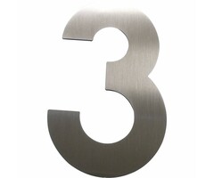 Schösswender Hausnummer 3 - Höhe 120 mm, mit 2 Gewindenocken M5, Edelstahl