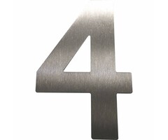 Schösswender Hausnummer 4 - Höhe 120 mm, mit 2 Gewindenocken M5, Edelstahl