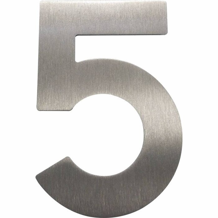 Schösswender Hausnummer 5 - Höhe 120 mm, mit 2 Gewindenocken M5, Edelstahl
