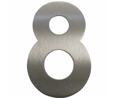 Schösswender Hausnummer 8 - Höhe 120 mm, mit 2 Gewindenocken M5, Edelstahl